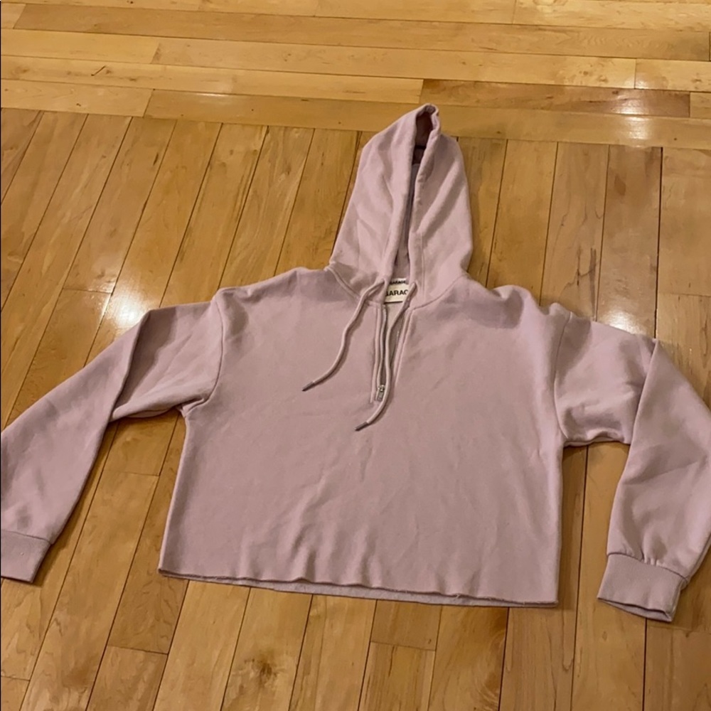 Dusty pink cropped sweatshirt, half zip